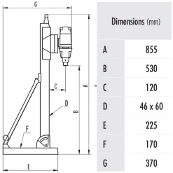Carotteuse à Eau Eibenstock DB200GR Avec Bâti - Ø 200 Mm 230 V 2,5 KW